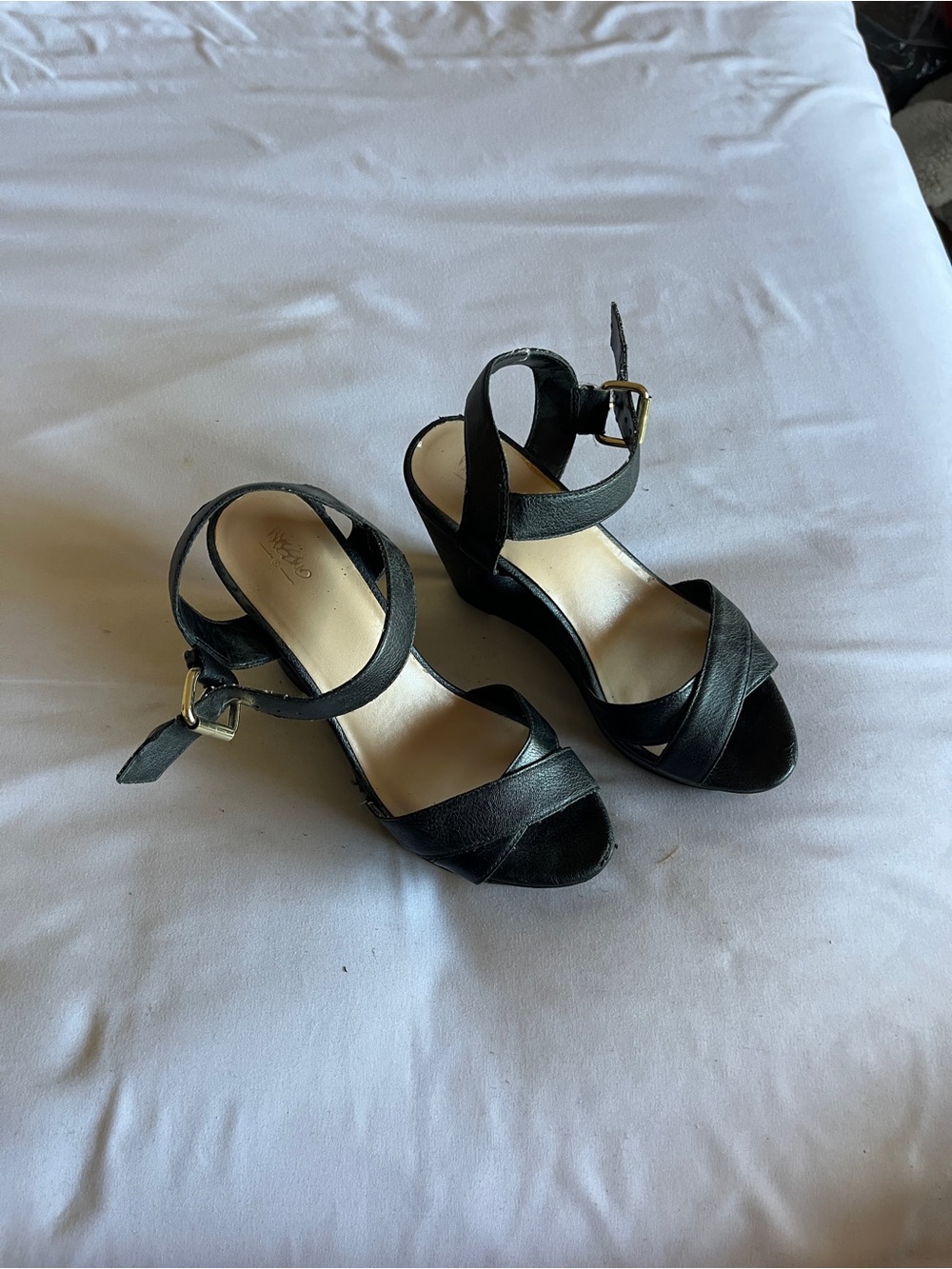 Mossimo Supply Co. Black Ankle-Strap Wedge Sandals